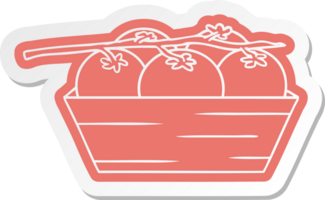 cartoon sticker of a box of tomatoes png