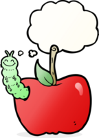 cartoon apple with bug with thought bubble png