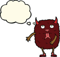 funny cartoon monster with thought bubble png