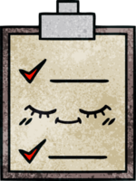 retro grunge texture cartoon of a check list png