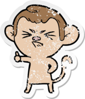 distressed sticker of a cartoon angry monkey png