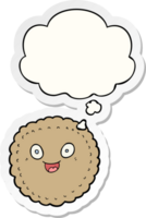 cartoon biscuit with thought bubble as a printed sticker png