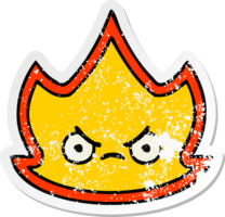 distressed sticker of a cute cartoon fire flame png