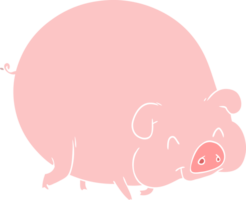 cochon de dessin animé de style plat couleur png