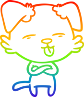 rainbow gradient line drawing of a cartoon dog sticking out tongue png