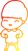 warm gradient line drawing of a happy cartoon boy png