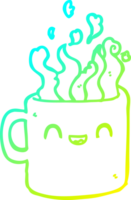 cold gradient line drawing of a cartoon hot cup of coffee png