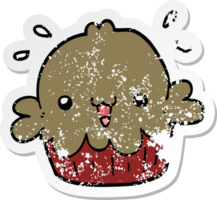 distressed sticker of a cute cartoon pie png