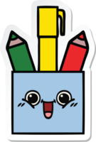 sticker of a cute cartoon pencil pot png