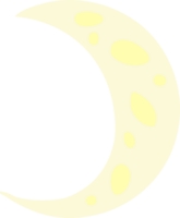 main tiré dessin animé griffonnage de une croissant lune png