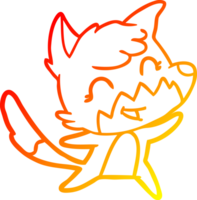 warm gradient line drawing of a happy cartoon fox png