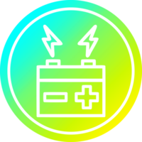 batteri cirkulär ikon med Häftigt lutning Avsluta png