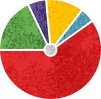 retro illustration style cartoon of a pie chart png