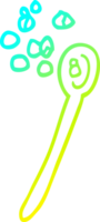 cold gradient line drawing of a cartoon cereal on a spoon png