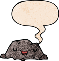 cartoon rock with speech bubble in retro texture style png