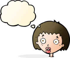 cartoon surprised female face with thought bubble png