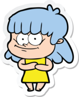 sticker of a cartoon smiling woman png