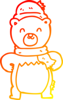 warm gradient line drawing of a cute cartoon bear png