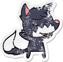 distressed sticker of a friendly cartoon fox png