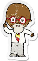 retro distressed sticker of a cartoon professor png