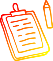 warm gradient line drawing of a cartoon clip board png