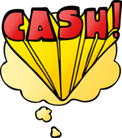 cartoon word cash with thought bubble in smooth gradient style png