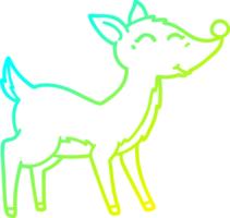 cold gradient line drawing of a cartoon deer png