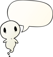 cute cartoon ghost with speech bubble in smooth gradient style png