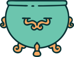 iconic tattoo style image of a cauldron png