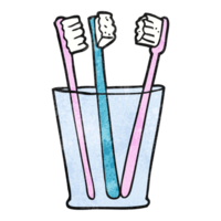 hand textured cartoon glass and toothbrushes png