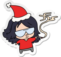 hand- getrokken Kerstmis sticker tekenfilm van kawaii meisje png