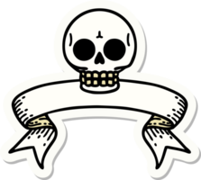 tattoo style sticker with banner of a skull png