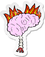 retro distressed sticker of a cartoon brain png