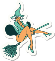 sticker of tattoo in traditional style of a pinup witch png