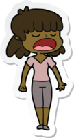 sticker of a cartoon woman talking loudly png