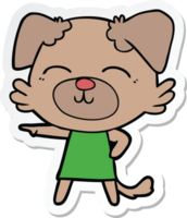 sticker of a cartoon dog in dress pointing png