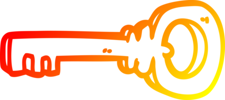 warm gradient line drawing of a cartoon gold key png