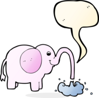 caricatura, elefante, chorros, agua, con, burbuja del discurso png