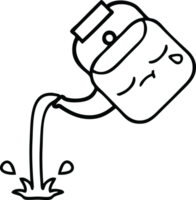 line drawing cartoon of a pouring kettle png