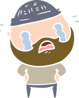 flat color style cartoon bearded man crying png