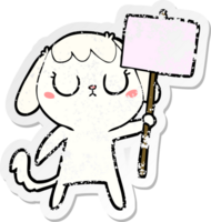 distressed sticker of a cute cartoon dog png