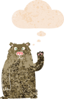 cartone animato orso con pensato bolla nel grunge afflitto retrò strutturato stile png