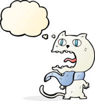 cartoon frightened cat with thought bubble png