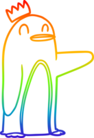 rainbow gradient line drawing of a cartoon emperor penguin png