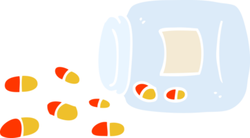 flat color illustration cartoon jar of pills png