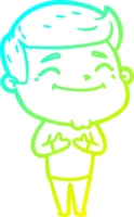 cold gradient line drawing of a happy cartoon man png