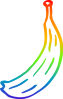 rainbow gradient line drawing of a cartoon banana png