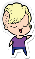 sticker of a happy cartoon girl png