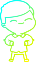 cold gradient line drawing of a cartoon smiling boy png