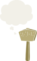 cartoon mallet with thought bubble in retro style png